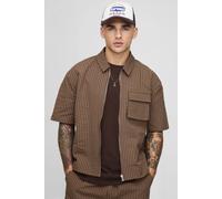 Oversized Check Ripstop Cargo Shirt homme - marron - L, marron