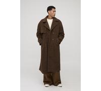 Oversized Fit Double Breasted Longline Boucle Overcoat homme - brun - L, brun