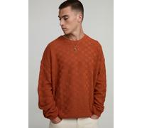 Oversized Geometric Stitch Knitted Jumper homme - marron - XS, marron