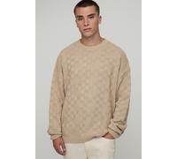 Oversized Geometric Stitch Knitted Jumper homme - pierre - XL, pierre