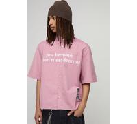 Oversized Half Sleeve Microcheck Print Shirt homme - rouge - XL, rouge