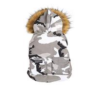 Oversized Multi-Color Dog Winter Down Jacket Pet Camouflage Jacket Big Fur Collar Autumn and Winter Warm Clothes Blue XXXL (White Medium)