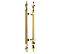 Oversized Paired Handles Textured,Round Handle Pull Set Retro Style, Heavy Duty Door Handle Bar for Indoor Outdoor Gates, 25mm/1" Width(Gold,80cm/31 1/2"-40cm)
