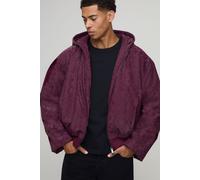 Oversized PU Snake Printed Hooded Bomber Jacket homme - bordeaux - L, bordeaux