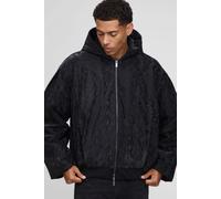 Oversized PU Snake Printed Hooded Bomber Jacket homme - noir - S, noir