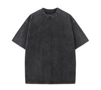 Oversized Tee Shirt Unisex Homme Washed Vintage T-Shirts à Manches Courtes Retro Grande Taille Hip Hop Tshirt Été 2025 (1,M)