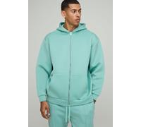Oversized Zip Through Bonded Scuba Hoodie homme - vert - XL, vert