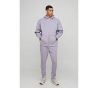 Oversized Zip Through Bonded Scuba Hoodie homme - violet - M, violet