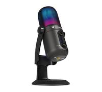 Oversteel - Elinvar USB Gaming Microphone, cardioïde et omnidirectionnel avec bras et support, illumination RGB, Plug & Play, compatible PC, XBOX Series, PS4, PS5 et Mac, noir