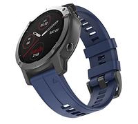 Overstep Bracelet de rechange en silicone souple pour montre connectée Garmin Fenix 5 Plus/Forerunner 935/945/Approach S60/Quatix 5 Bleu foncé 22 mm