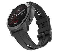 Overstep Bracelet de rechange en silicone souple pour montre connectée Garmin Fenix 5 Plus/Forerunner 935/945/Approach S60/Quatix 5 Noir 20 mm