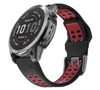 OVERSTEP Compatible avec Garmin Fenix 7X, bracelet en silicone à libération rapide de 26 mm pour montre intelligente Fenix 6X/Fenix 6X Pro/Fenix 5/Fenix 5X Plus/Fenix 3/Fenix 3 HR (noir/rouge)