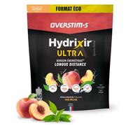 Overstim.s - Boisson énergétique Hydrixir Ultra (1,6kg) - 3 sources de glucides - 4 électrolytes - 6 vitamines - BCAA + Glutamine - Bicarbonate de sodium - Saveur peu sucrée - Thé pêche