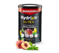 Overstim.s - Boisson énergétique Hydrixir Ultra (400g) - 3 sources de glucides - 4 électrolytes - 6 vitamines - BCAA + Glutamine - Bicarbonate de sodium - Saveur peu sucrée - Thé pêche
