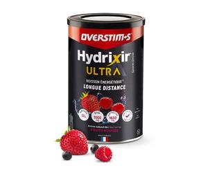 Overstim.s - Boisson énergétique Hydrixir Ultra (400g) - 3 sources de glucides - 4 électrolytes - 6 vitamines - BCAA + Glutamine - Bicarbonate de sodium - Saveur peu sucrée - Fruits rouges