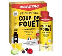 Overstim.s - Gel Coup de Fouet (10 sachets) - Gel énergétique pour le sport (vélo, course à pied..) - Energie instantanée - Efforts intenses - 100 kcal/gel - Assortiment (Citron, Fruits rouges, Cola)