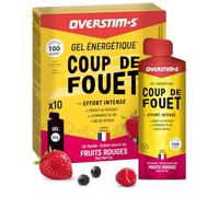 Overstim.s - Gel Coup de Fouet (10 sachets) -Gel énergétique pour le sport (vélo, course à pied...) - Energie instantanée - Efforts intenses - passages difficiles - 100 kcal/gel - Saveur Fruits rouges