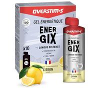 Overstim.s - Gel Energix (10 sachets) - Gel énergétique pour le sport (vélo, course à pied..) - Energie longue durée (Glucose + Fructose + Maltodextrines) - BCAA - 100 kcal/gel - Saveur Citron