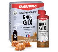Overstim.s - Gel Energix (10 sachets) - Gel énergétique pour le sport (vélo, course à pied…) - Energie longue durée (Glucose+Fructose+Maltodextrines) - BCAA - 100 kcal/gel - Saveur Caramel Beurre salé
