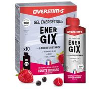 Overstim.s - Gel Energix (10 sachets) - Gel énergétique pour le sport (vélo, course à pied…) - Energie longue durée (Glucose + Fructose + Maltodextrines) - BCAA - 100 kcal/gel - Saveur Fruits Rouges