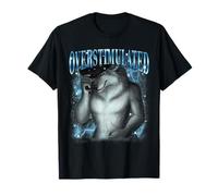 Overstimulated Alpha Wolf Meme Funny Unhinged Weirdcore T-Shirt