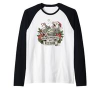 Overstimulated But Festive Opossum Christmas Manche Raglan