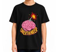 Overthinker Brain Bombe Explosion Comic Humour T-shirt pour enfant | casse-tête, carrousel de pensée, piétinement, réflexion, psychologie, santé mentale, sarcasme, stress, cordon d'allumage