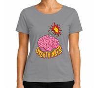 Overthinker Brain Bombe Explosion Comic Humour T-shirt pour femme | casse-tête, carrousel de pensée, piétinement, réflexion, psychologie, santé mentale, sarcasme, stress, cordon d'allumage
