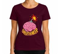 Overthinker Brain Bombe Explosion Comic Humour T-shirt pour femme | casse-tête, carrousel de pensée, piétinement, réflexion, psychologie, santé mentale, sarcasme, stress, cordon d'allumage
