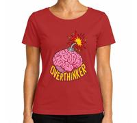 Overthinker Brain Bombe Explosion Comic Humour T-shirt pour femme | casse-tête, carrousel de pensée, piétinement, réflexion, psychologie, santé mentale, sarcasme, stress, cordon d'allumage