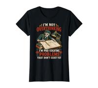 Overthinking Pre Solving Funny Vintage Squelette Anxiety Meme T-Shirt Graphique avec Valeur