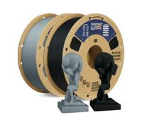 OVERTURE Filament PLA+ PLA plus 1,75 mm, dureté PLA professionnelle Toughness Enhanced - Filament de 2 kg (noir x 1 + gris clair x 1)