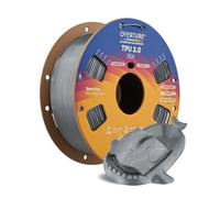 OVERTURE Filament TPU 2.0 95A 1.75mm 1KG Imprimante 3D FDM(Gris sidéral) | TPU 95A, Flexible FDM, Moins de stringing, Buse 210-240°C, Plateau 25-60°C, Ventilateur activé, Séchage 70°C/8h
