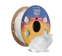 OVERTURE Filament TPU 2.0 95A 1.75mm 1KG Imprimante 3D FDM(Transparent) | TPU 95A, Flexible FDM, Moins de stringing, Buse 210-240°C, Plateau 25-60°C, Ventilateur activé, Séchage 70°C/8h