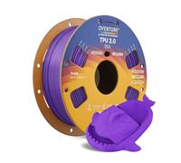 OVERTURE Filament TPU 2.0 95A 1.75mm 1KG Imprimante 3D FDM(Violet) | TPU 95A, Flexible FDM, Moins de stringing, Buse 210-240°C, Plateau 25-60°C, Ventilateur activé, Séchage 70°C/8h