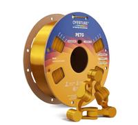 OVERTURE PETG Filament 1.75mm 1KG Bobine Imprimante 3D(Or) | PETG pour FDM, Propriétés équilibrées, Buse 230-260°C, Plateau 65-70°C, Séchage 60°C/5h, Vitesse <300mm/s, Pièces durables