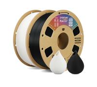 OVERTURE PLA Filament 1.75mm, 2kg Bobine (4.4lbs) 3D Drucker PLA Filament, Précision Dimensionnelle +/- 0.02mm (Noir 1kg+ Blanc 1kg)