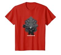 Overwatch 2 Powerful Strong Reinhardt Silhouette Chest Logo T-Shirt, Enfant, Rouge, 10 Ans