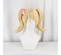 Overwatch OW Angela Ziegler miséricorde Cosplay perruques courtes Blonde jeu de rôle Costume perruque synthétique avec Double queue de cheval MZ-1280
