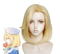 Overwatch Ow Mercy Cosplay perruques Angela Ziegler blond clair cheveux synthétiques Anime Costume perruque + casquette de perruque