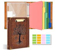 Ovesmusl Classeur à 3 anneaux de 2,5 cm avec presse-papiers, classeur rond en cuir avec 5 intercalaires, dossier en plastique, 400 intercalaires, peut contenir 175 feuilles de papier format lettre de