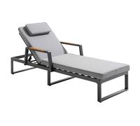 Oviala Bain de Soleil en Aluminium et Teck Noir et Gris