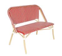 Oviala Banc de Jardin en alumunium et rotin synthétique Blanc et Rouge