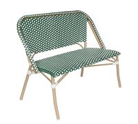 Oviala Banc de Jardin en alumunium et rotin synthétique Blanc et Vert