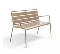 Oviala Banc de Jardin en métal Taupe - Palavas