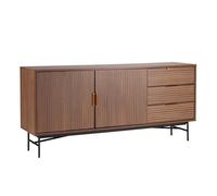 Oviala Buffet 2 Portes et 3 tiroirs en mélaminé et Acier 160 cm Marron