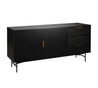 Oviala Buffet 2 Portes et 3 tiroirs en mélaminé et Acier 160 cm Noir