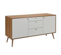 Oviala Buffet scandinave Effet Bois Clair 2 Portes 3 tiroirs 150 cm Blanc