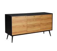 Oviala Buffet scandinave Effet Bois Clair 2 Portes 3 tiroirs 150 cm Noir
