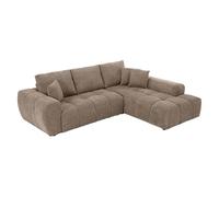 Oviala Canapé d'angle 3 Places avec méridienne Droite Taupe L 270 cm